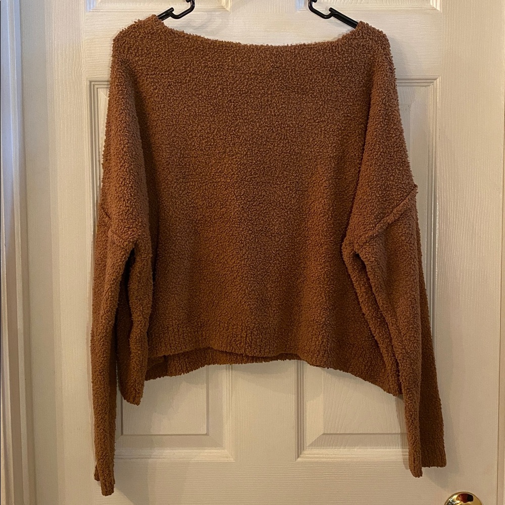 Hazel Moon Teddy Bear Brown Cozy V-Neck Sweater - Picture 8 of 10